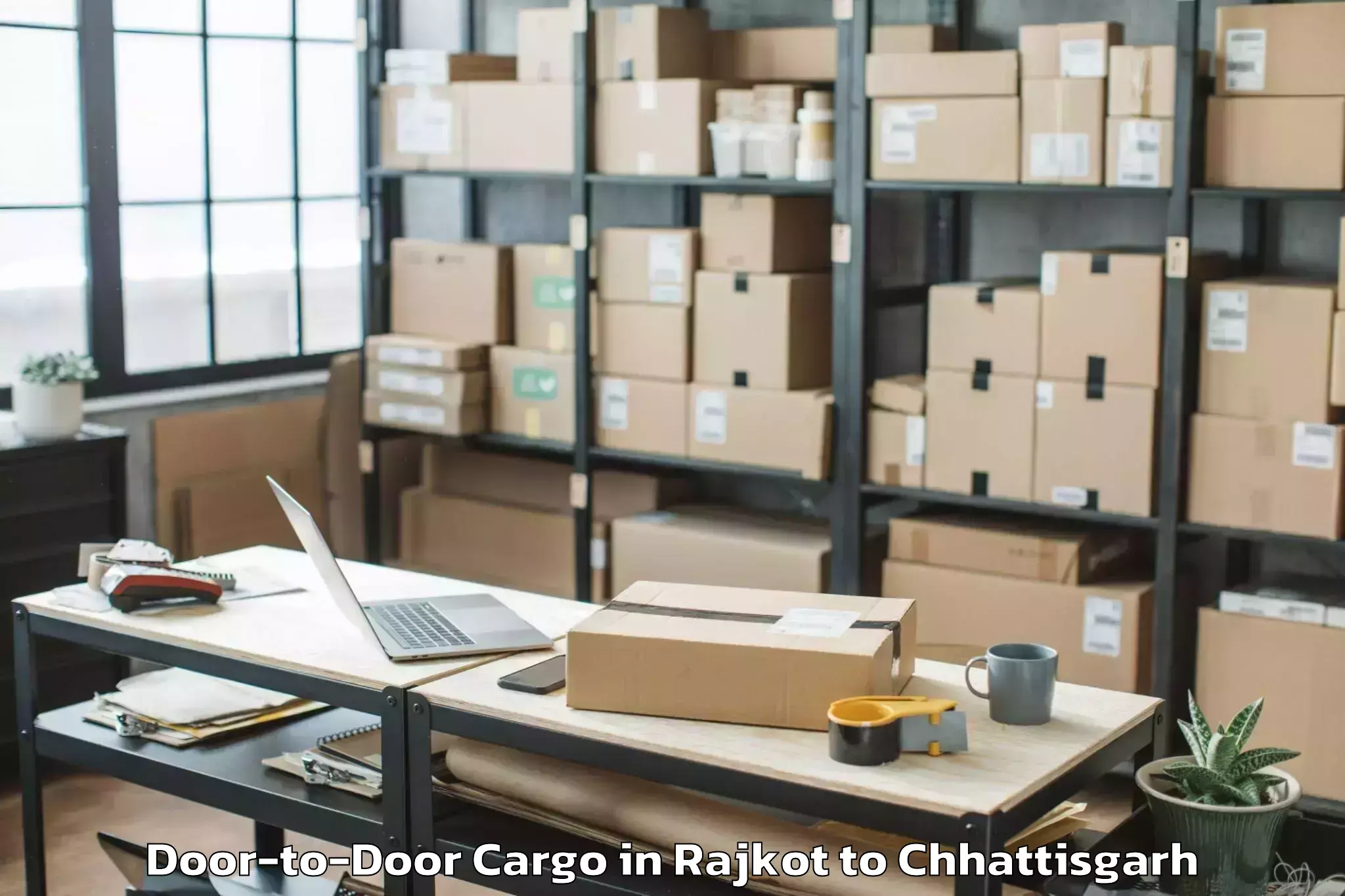 Top Rajkot to Khairagarh Door To Door Cargo Available